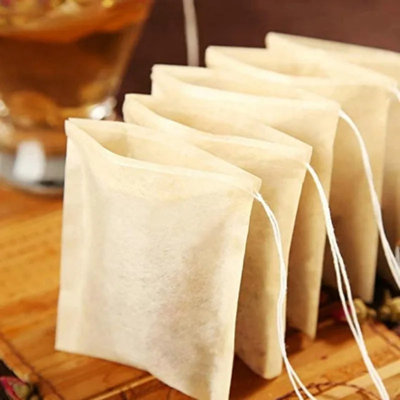 500/100x Teabags with Drawstring Filter Empty Tea Bags for Coffee Bean Leaf Tea Powder Herbal Medicine Biodegradable Paper Bag