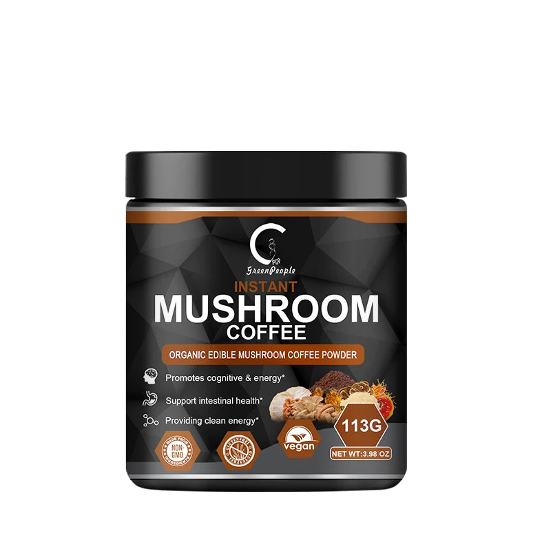 GPGP GreenPeople 113G Mushroom Coffee Support Memory Cognition,Clarity lmprove Mood Brain Health Instant Coffee Powder