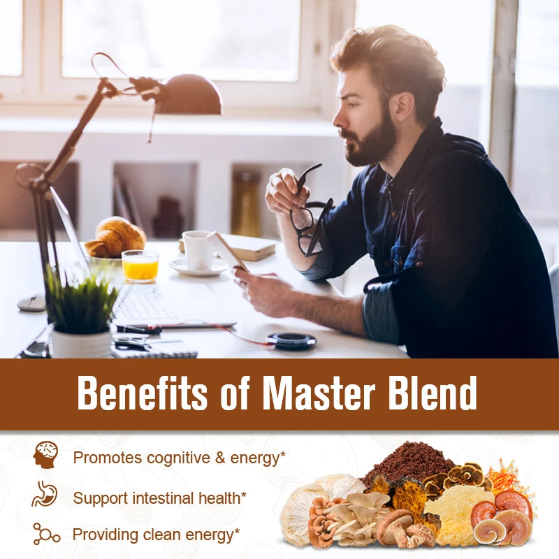 GPGP GreenPeople 113G Mushroom Coffee Support Memory Cognition,Clarity lmprove Mood Brain Health Instant Coffee Powder