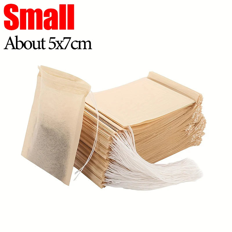 500/100x Teabags with Drawstring Filter Empty Tea Bags for Coffee Bean Leaf Tea Powder Herbal Medicine Biodegradable Paper Bag