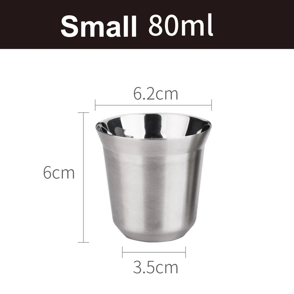 Mugs Double Wall Stainless Steel Coffee Mug 80ml/160ml Portable Cup Travel Tumbler Coffee Jug Milk Tea Cups Office Water Mugs
